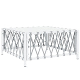4 Piece Garden Lounge Set with Cushions White Steel - Rear View