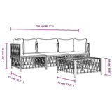 4 Piece Garden Lounge Set with Cushions White Steel