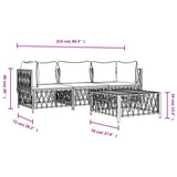 4 Piece Garden Lounge Set with Cushions White Steel - Extra Image