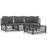 4 Piece Garden Lounge Set with Cushions Anthracite Steel - Front View