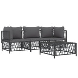 4 Piece Garden Lounge Set with Cushions Anthracite Steel - Side View