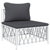 4 Piece Garden Lounge Set with Cushions White Steel - 45-Degree Angle