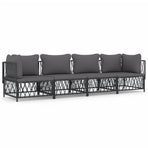 4 Piece Garden Lounge Set with Cushions Anthracite Steel