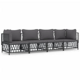 4 Piece Garden Lounge Set with Cushions Anthracite Steel - Front View