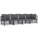 4 Piece Garden Lounge Set with Cushions Anthracite Steel - Side View
