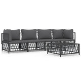 5 Piece Garden Lounge Set with Cushions Anthracite Steel - Front View
