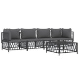 5 Piece Garden Lounge Set with Cushions Anthracite Steel - Side View