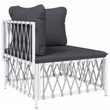 5 Piece Garden Lounge Set with Cushions White Steel - Top-Down View