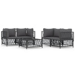 5 Piece Garden Lounge Set with Cushions Anthracite Steel