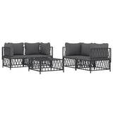 5 Piece Garden Lounge Set with Cushions Anthracite Steel