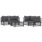 5 Piece Garden Lounge Set with Cushions Anthracite Steel