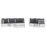 6 Piece Garden Lounge Set with Cushions White Steel - Side View