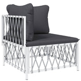 6 Piece Garden Lounge Set with Cushions White Steel - Top-Down View