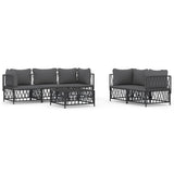 6 Piece Garden Lounge Set with Cushions Anthracite Steel - Front View