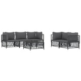 6 Piece Garden Lounge Set with Cushions Anthracite Steel - Side View