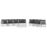 8 Piece Garden Lounge Set with Cushions White Steel - Side View