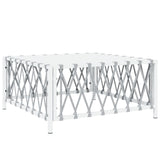 8 Piece Garden Lounge Set with Cushions White Steel - Rear View