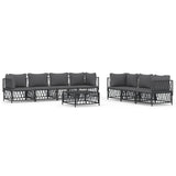 8 Piece Garden Lounge Set with Cushions Anthracite Steel - Front View