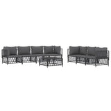 8 Piece Garden Lounge Set with Cushions Anthracite Steel - Side View