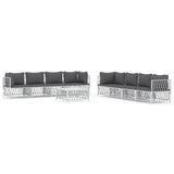 9 Piece Garden Lounge Set with Cushions White Steel