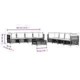 9 Piece Garden Lounge Set with Cushions White Steel