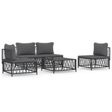 5 Piece Garden Lounge Set with Cushions Anthracite Steel - Front View