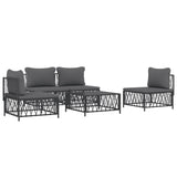 5 Piece Garden Lounge Set with Cushions Anthracite Steel - Side View