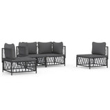 4 Piece Garden Lounge Set with Cushions Anthracite Steel - Front View