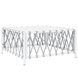 5 Piece Garden Lounge Set with Cushions White Steel - Rear View