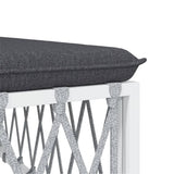 5 Piece Garden Lounge Set with Cushions White Steel - Close-Up Angle