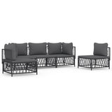 5 Piece Garden Lounge Set with Cushions Anthracite Steel - Front View