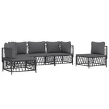 5 Piece Garden Lounge Set with Cushions Anthracite Steel - Side View