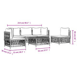 6 Piece Garden Lounge Set with Cushions White Steel - Extra Image