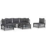 6 Piece Garden Lounge Set with Cushions Anthracite Steel - Front View