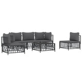 6 Piece Garden Lounge Set with Cushions Anthracite Steel - Side View
