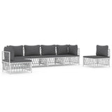 6 Piece Garden Lounge Set with Cushions White Steel