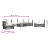 6 Piece Garden Lounge Set with Cushions White Steel