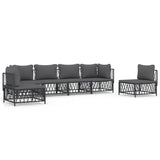 6 Piece Garden Lounge Set with Cushions Anthracite Steel - Front View