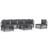 7 Piece Garden Lounge Set with Cushions Anthracite Steel - Front View