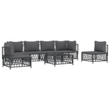 7 Piece Garden Lounge Set with Cushions Anthracite Steel - Side View