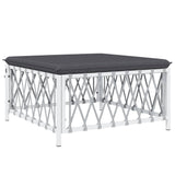 3 Piece Garden Lounge Set with Cushions White Steel - Rear View