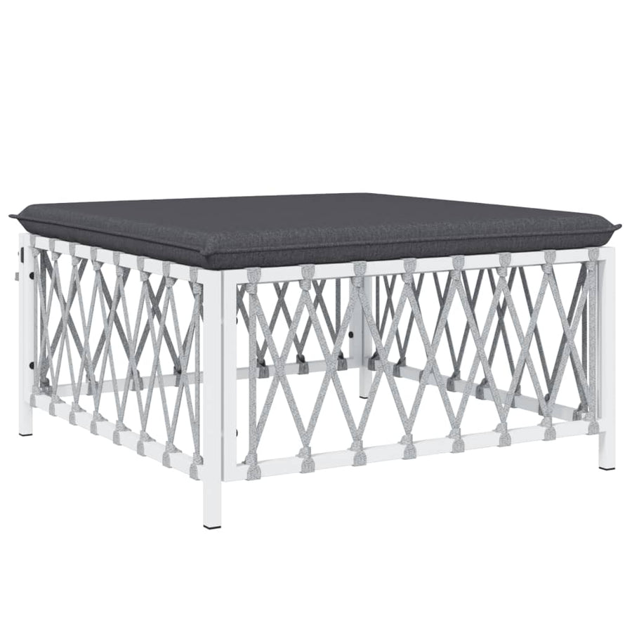 3 Piece Garden Lounge Set with Cushions White Steel