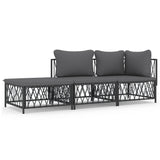 3 Piece Garden Lounge Set with Cushions Anthracite Steel - Front View