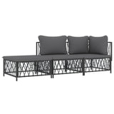 3 Piece Garden Lounge Set with Cushions Anthracite Steel - Side View