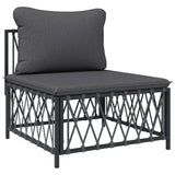 3 Piece Garden Lounge Set with Cushions Anthracite Steel - 45-Degree Angle