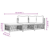 3 Piece Garden Lounge Set with Cushions Anthracite Steel - Extra Image