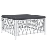4 Piece Garden Lounge Set with Cushions White Steel - Rear View
