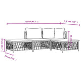 4 Piece Garden Lounge Set with Cushions White Steel