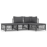 4 Piece Garden Lounge Set with Cushions Anthracite Steel - Front View