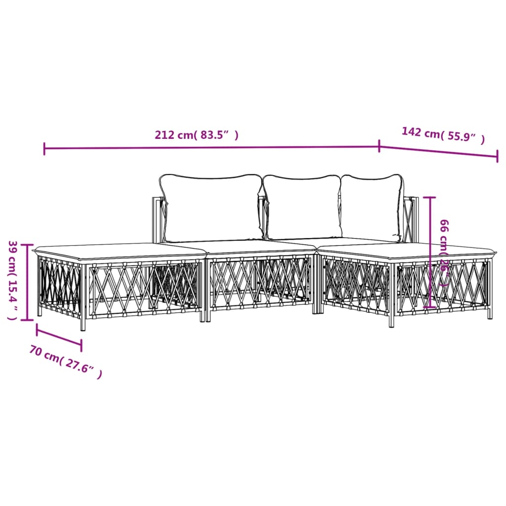 4 Piece Garden Lounge Set with Cushions Anthracite Steel